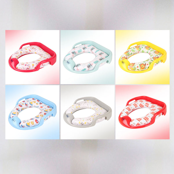 Soft toddler toilet seat with grip handles