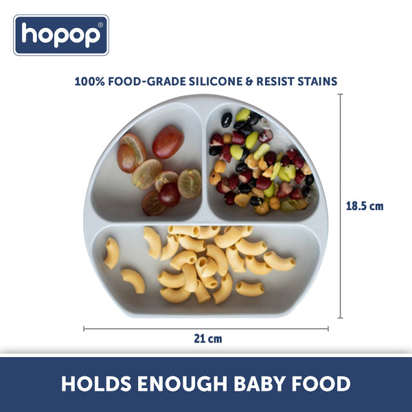 Silicone Grip Dish, Suction Plate, Divided Plate, Baby Toddler Plate - hopop.in